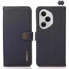 For Honor 400 Pro Global 160.8mm KHAZNEH Custer Genuine Leather RFID Phone Case(Blue) - 1