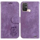 For ZTE Blade A52 Little Tiger Embossed Leather Phone Case(Purple) - 1