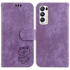 For OPPO Find X3 Neo / Reno5 Pro+ 5G Little Tiger Embossed Leather Phone Case(Purple) - 1