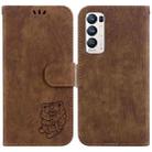 For OPPO Find X3 Neo / Reno5 Pro+ 5G Little Tiger Embossed Leather Phone Case(Brown) - 1