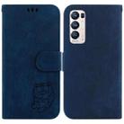 For OPPO Find X3 Neo / Reno5 Pro+ 5G Little Tiger Embossed Leather Phone Case(Dark Blue) - 1