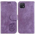 For OPPO A16K Little Tiger Embossed Leather Phone Case(Purple) - 1