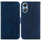 For OPPO A17 / A17K Little Tiger Embossed Leather Phone Case(Dark Blue) - 1