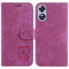 For OPPO A17 / A17K Little Tiger Embossed Leather Phone Case(Rose Red) - 1
