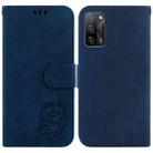 For OPPO A55 5G / A53S 5G / A54 4G Little Tiger Embossed Leather Phone Case(Dark Blue) - 1