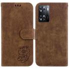 For OPPO A57 4G / 5G / A57S 4G Global Little Tiger Embossed Leather Phone Case(Brown) - 1