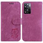 For OPPO A57 4G / 5G / A57S 4G Global Little Tiger Embossed Leather Phone Case(Rose Red) - 1