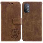 For OPPO A74 5G / A93 5G / A54 5G Little Tiger Embossed Leather Phone Case(Brown) - 1