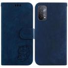 For OPPO A74 5G / A93 5G / A54 5G Little Tiger Embossed Leather Phone Case(Dark Blue) - 1