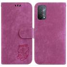 For OPPO A74 5G / A93 5G / A54 5G Little Tiger Embossed Leather Phone Case(Rose Red) - 1