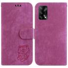 For OPPO A74 4G / F19 4G Little Tiger Embossed Leather Phone Case(Rose Red) - 1