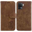 For OPPO A94 4G / F19 Pro / Reno5 F Little Tiger Embossed Leather Phone Case(Brown) - 1