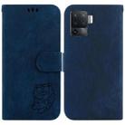 For OPPO A94 4G / F19 Pro / Reno5 F Little Tiger Embossed Leather Phone Case(Dark Blue) - 1