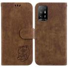 For OPPO A94 5G / F19 Pro+ 5G /Reno5 Z Little Tiger Embossed Leather Phone Case(Brown) - 1