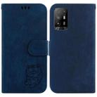 For OPPO A94 5G / F19 Pro+ 5G /Reno5 Z Little Tiger Embossed Leather Phone Case(Dark Blue) - 1
