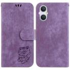 For OPPO A96 5G / Reno7 Z 5G Little Tiger Embossed Leather Phone Case(Purple) - 1