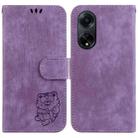 For OPPO A98 5G / F23 5G India Little Tiger Embossed Leather Phone Case(Purple) - 1