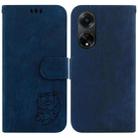 For OPPO A98 5G / F23 5G India Little Tiger Embossed Leather Phone Case(Dark Blue) - 1