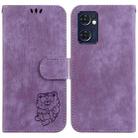 For OPPO Reno7 5G Global /Find X5 Lite Little Tiger Embossed Leather Phone Case(Purple) - 1