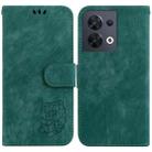 For OPPO Reno8 5G Little Tiger Embossed Leather Phone Case(Green) - 1