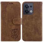 For OPPO Reno8 5G Little Tiger Embossed Leather Phone Case(Brown) - 1