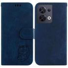 For OPPO Reno8 5G Little Tiger Embossed Leather Phone Case(Dark Blue) - 1