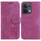 For OPPO Reno8 5G Little Tiger Embossed Leather Phone Case(Rose Red) - 1