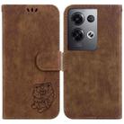 For OPPO Reno8 Pro 5G Global Little Tiger Embossed Leather Phone Case(Brown) - 1