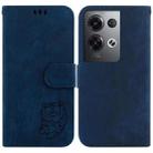 For OPPO Reno8 Pro 5G Global Little Tiger Embossed Leather Phone Case(Dark Blue) - 1