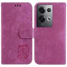 For OPPO Reno8 Pro 5G Global Little Tiger Embossed Leather Phone Case(Rose Red) - 1