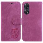 For OPPO Reno8 T 4G Little Tiger Embossed Leather Phone Case(Rose Red) - 1