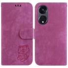 For OPPO Reno8 T 5G / A1 Pro 5G Little Tiger Embossed Leather Phone Case(Rose Red) - 1