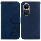 For OPPO Reno10 /10 Pro 5G Global Little Tiger Embossed Leather Phone Case(Dark Blue) - 1