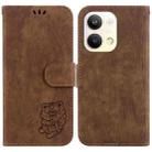 For OPPO Reno9 Pro Little Tiger Embossed Leather Phone Case(Brown) - 1