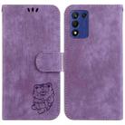 For OPPO K9S 5G / Realme Q3S Little Tiger Embossed Leather Phone Case(Purple) - 1