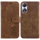 For OPPO A58 4G Little Tiger Embossed Leather Phone Case(Brown) - 1