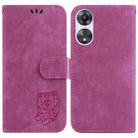 For OPPO A58 4G Little Tiger Embossed Leather Phone Case(Rose Red) - 1