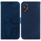 For OPPO A38 4G / A18 Little Tiger Embossed Leather Phone Case(Dark Blue) - 1