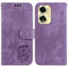 For OPPO A59 5G / A2M Little Tiger Embossed Leather Phone Case(Purple) - 1