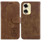 For OPPO A59 5G / A2M Little Tiger Embossed Leather Phone Case(Brown) - 1