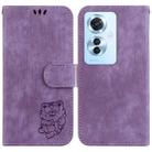 For OPPO Reno11 F Global Little Tiger Embossed Leather Phone Case(Purple) - 1