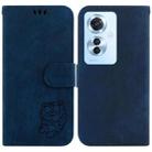 For OPPO Reno11 F Global Little Tiger Embossed Leather Phone Case(Dark Blue) - 1