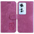 For OPPO Reno11 F Global Little Tiger Embossed Leather Phone Case(Rose Red) - 1