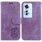 For  OPPO F25 Pro 5G Global Little Tiger Embossed Leather Phone Case(Purple) - 1