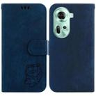 For  OPPO Reno11 Global Little Tiger Embossed Leather Phone Case(Dark Blue) - 1