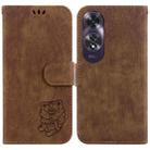For OPPO A60 4G Little Tiger Embossed Leather Phone Case(Brown) - 1