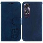 For OPPO A60 4G Little Tiger Embossed Leather Phone Case(Dark Blue) - 1