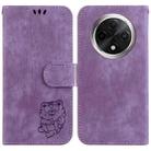 For OPPO A3 Pro 5G Little Tiger Embossed Leather Phone Case(Purple) - 1