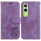 For OPPO K12x Little Tiger Embossed Leather Phone Case(Purple) - 1