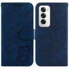 For OPPO Reno12 5G Global Little Tiger Embossed Leather Phone Case(Dark Blue) - 1